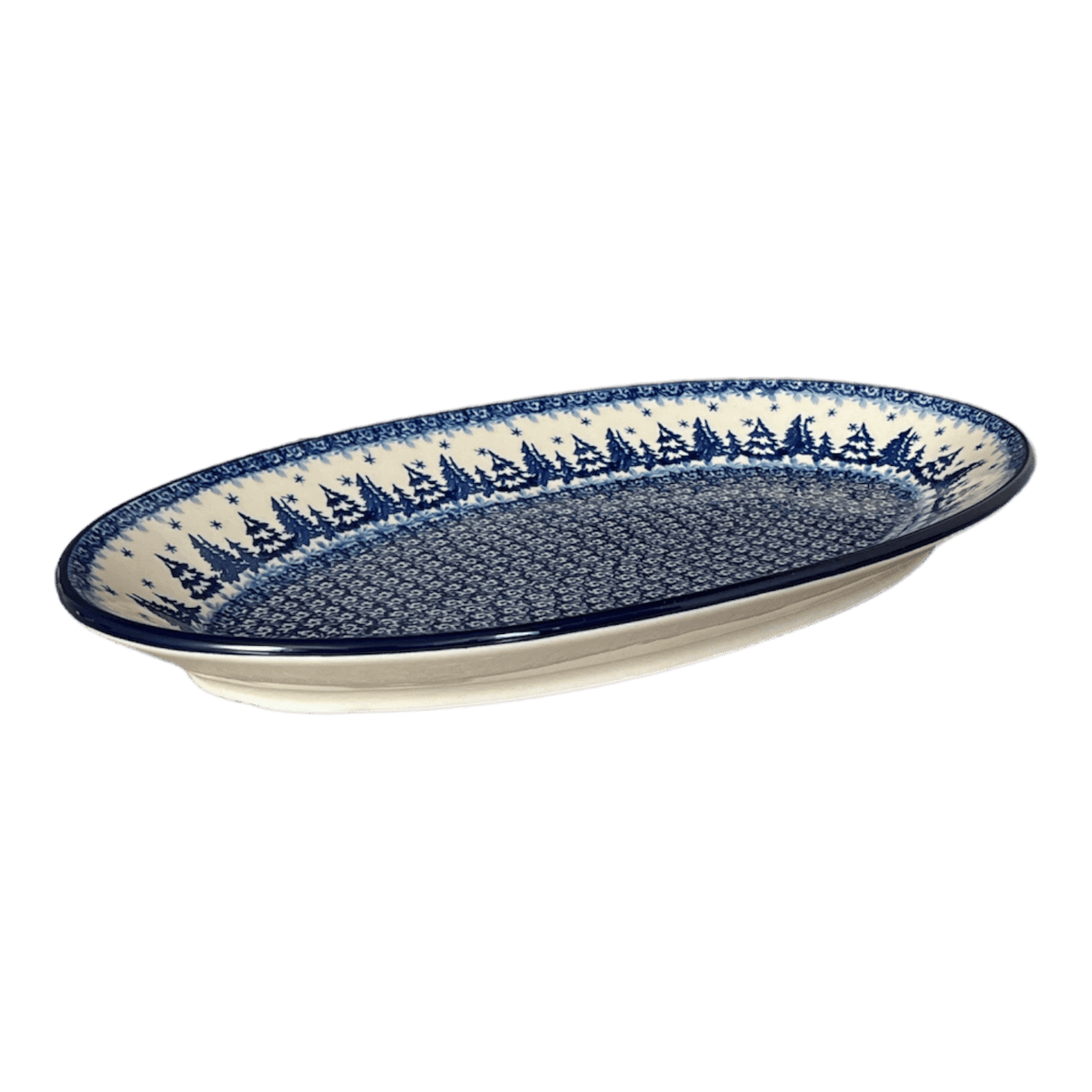 Platter, Oval, 14.75" x 8.5" in "Winter Skies" by Ceramika Artystyczna | A205-2826X