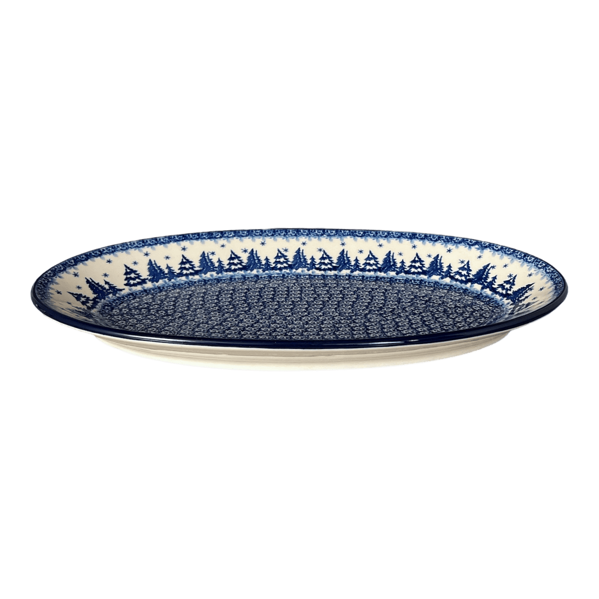 Platter, Oval, 14.75" x 8.5" in "Winter Skies" by Ceramika Artystyczna | A205-2826X