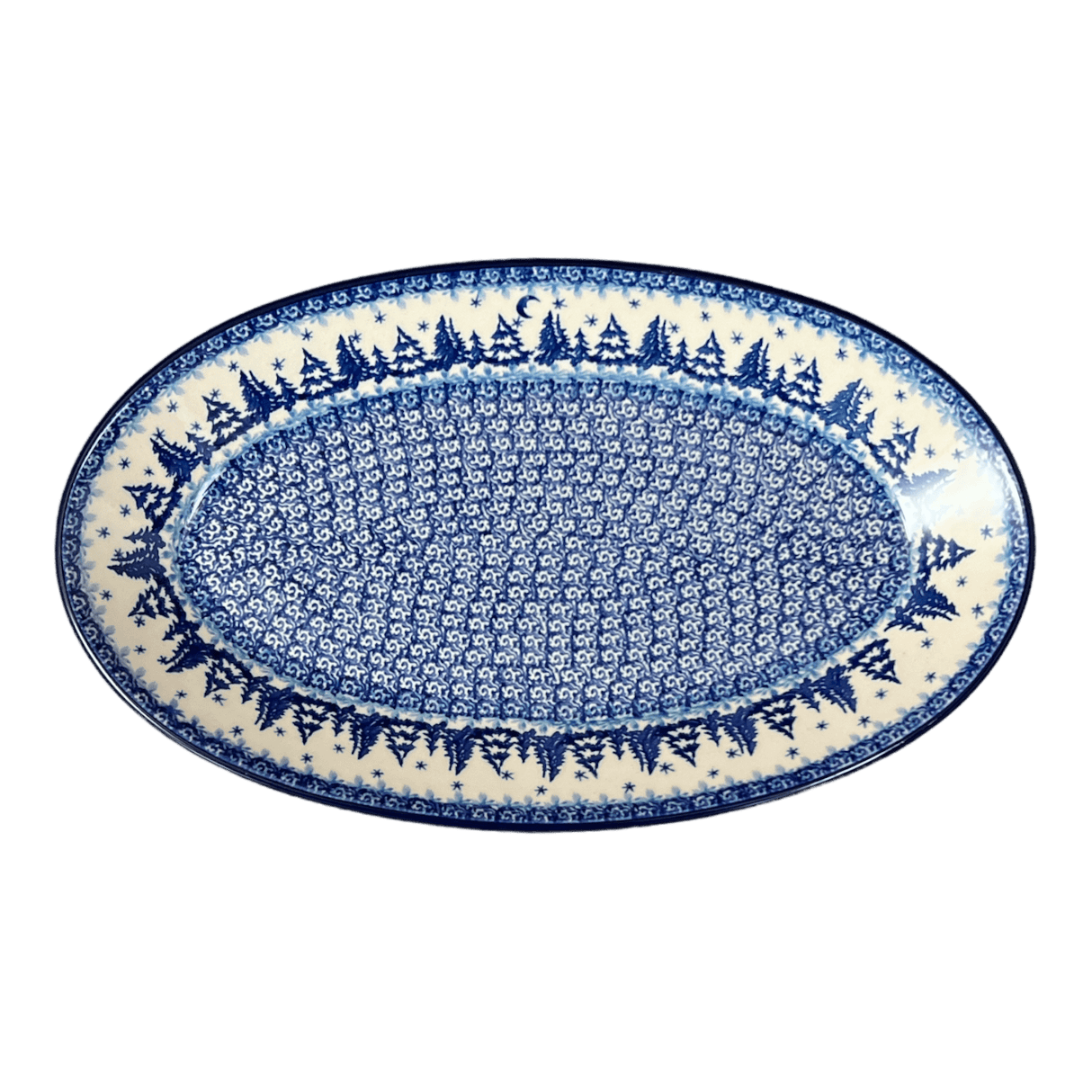 Platter, Oval, 14.75" x 8.5" in "Winter Skies" by Ceramika Artystyczna | A205-2826X