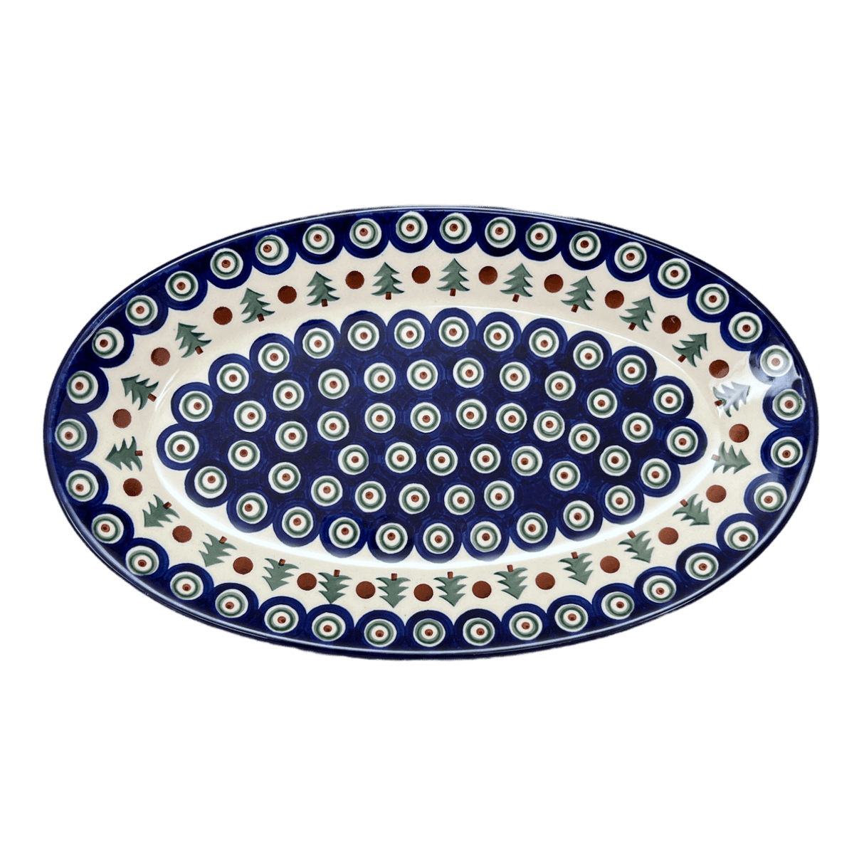 Platter, Oval, 14.75" x 8.5" in "Peacock Pine" by Ceramika Artystyczna | A205-366X