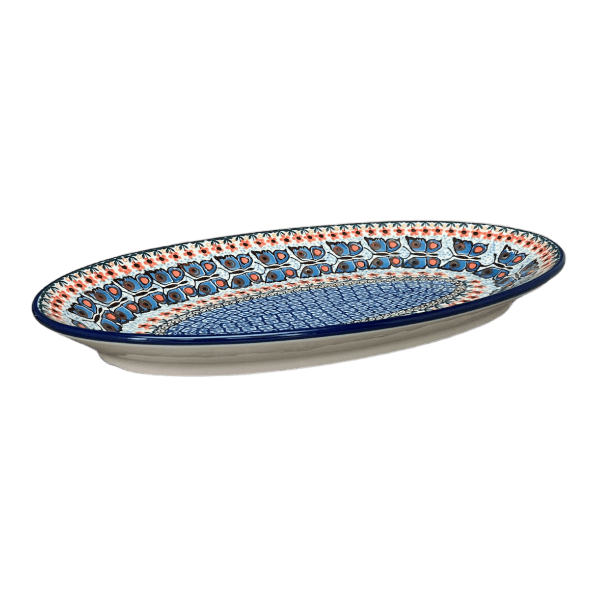 Platter, Oval, 14.75" x 8.5" in "Butterfly Parade" by Ceramika Artystyczna | A205-U1493