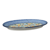 A picture of a Polish Pottery C.A. 14.75" x 8.5" Oval Platter (Poseidon's Treasure) | A205-U1899 as shown at PolishPotteryOutlet.com/products/14-75-x-8-5-oval-platter-poseidons-treasure-a205-u1899
