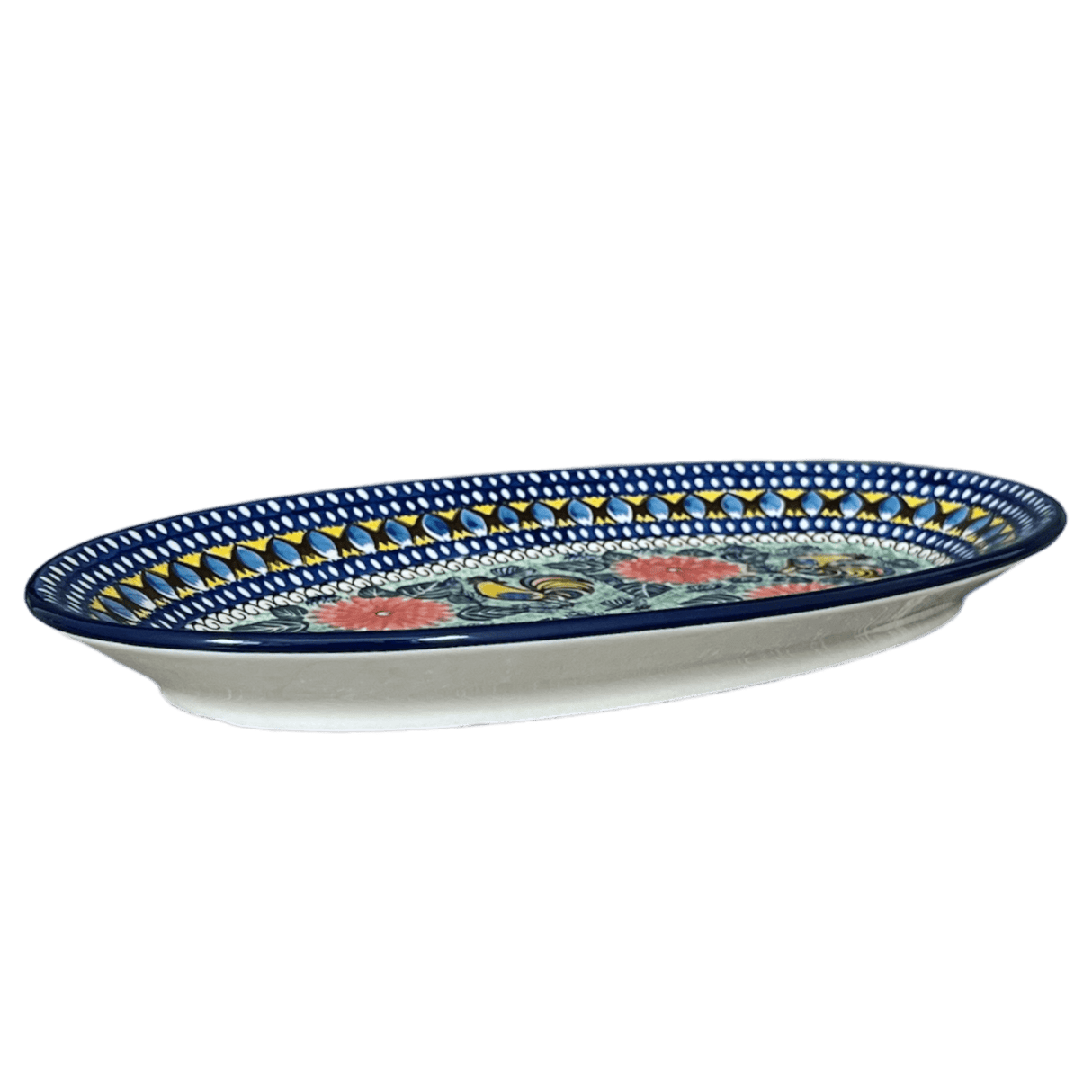 Platter, Oval, 14.75" x 8.5" in "Regal Roosters" by Ceramika Artystyczna | A205-U2617