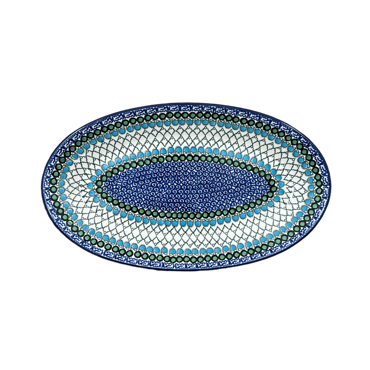 Platter, Oval, 14.75" x 8.5" in "Mediterranean Waves" by Ceramika Artystyczna | A205-U72