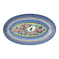 A picture of a Polish Pottery C.A. 14.75" x 8.5" Oval Platter (Hummingbird Bouquet) | A205-U3357 as shown at PolishPotteryOutlet.com/products/14-75-x-8-5-oval-platter-hummingbird-bouquet-a205-u3357