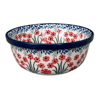 A picture of a Polish Pottery Bowl, Round, 6.25" in "Red Aster" by Ceramika Artystyczna  | A209-1435X as shown at PolishPotteryOutlet.com/products/6-25-bowl-red-aster-a209-1435x