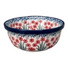 Polish Pottery Bowl, Round, 6.25" in "Red Aster" by Ceramika Artystyczna  | A209-1435X at PolishPotteryOutlet.com