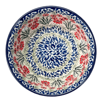 A picture of a Polish Pottery Bowl, Round, 6.25" in "Red Aster" by Ceramika Artystyczna  | A209-1435X as shown at PolishPotteryOutlet.com/products/6-25-bowl-red-aster-a209-1435x