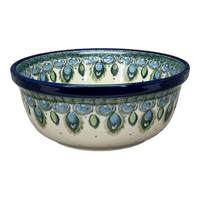 A picture of a Polish Pottery CA 6.25" Bowl (Peacock Plume) | A209-2218X as shown at PolishPotteryOutlet.com/products/6-25-bowl-peacock-plume-a209-2218x