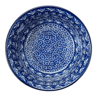 A picture of a Polish Pottery Bowl, Round, 6.25" in "Wavy Blues" by Ceramika Artystyczna  | A209-905X as shown at PolishPotteryOutlet.com/products/6-25-bowl-wavy-blues-a209-905x