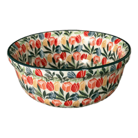 A picture of a Polish Pottery CA 6.25" Bowl (Tulip Burst) | A209-U4226 as shown at PolishPotteryOutlet.com/products/6-25-bowl-tulip-burst-a209-u4226