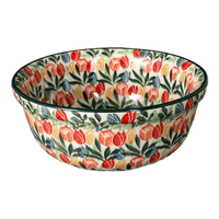 A picture of a Polish Pottery Bowl, Round, 6.25" in "Tulip Burst" by Ceramika Artystyczna  | A209-U4226 as shown at PolishPotteryOutlet.com/products/6-25-bowl-tulip-burst-a209-u4226