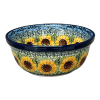 A picture of a Polish Pottery CA 6.25" Bowl (Sunflowers) | A209-U4739 as shown at PolishPotteryOutlet.com/products/6-25-bowl-sunflowers-a209-u4739