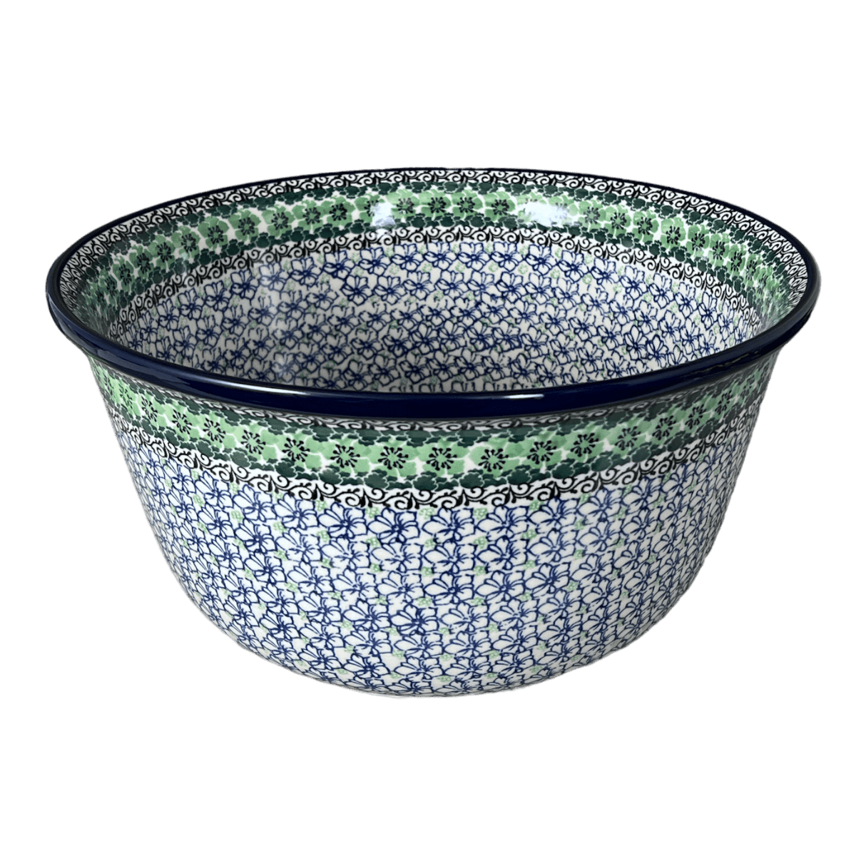 Bowl, Round, 12.5" in "Ring of Green" by Ceramika Artystyczna | A213-1479X