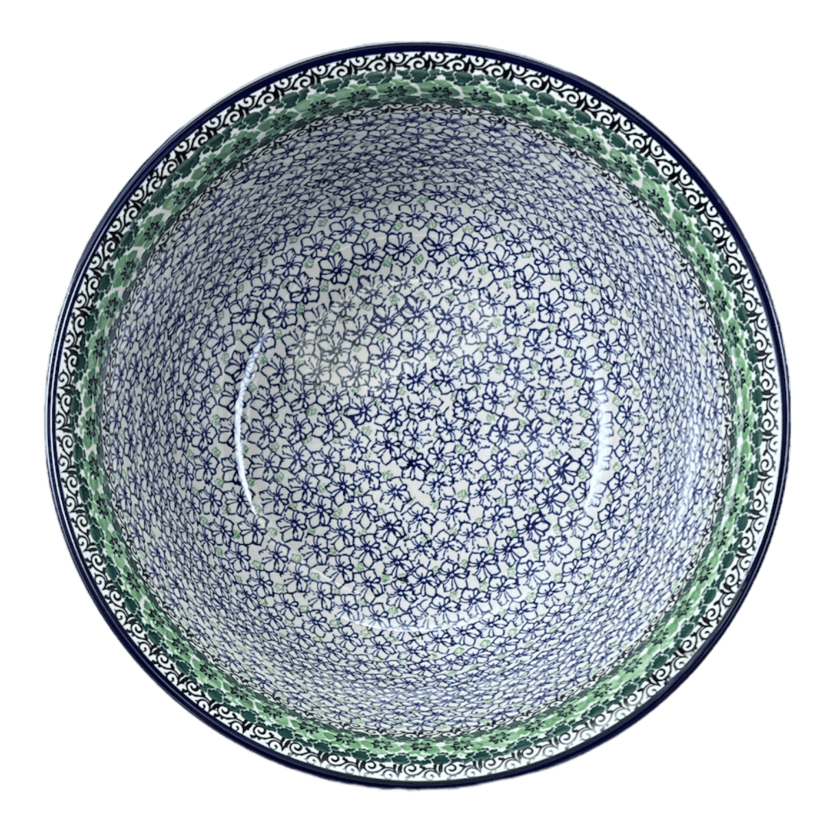 Bowl, Round, 12.5" in "Ring of Green" by Ceramika Artystyczna | A213-1479X