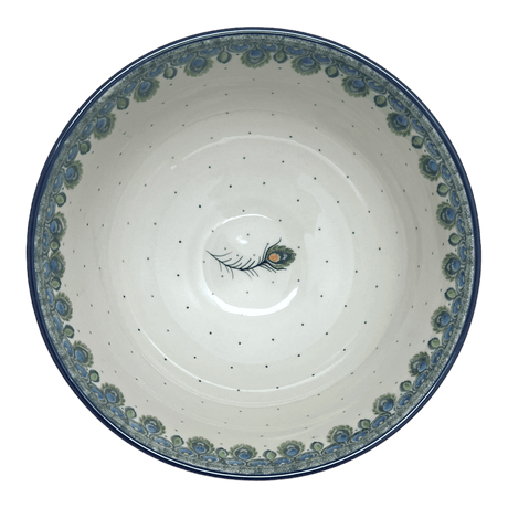 Bowl, Round, Deep, Pedestal, 10" in "Peacock Plume" by Ceramika Artystyczna | A215-2218X