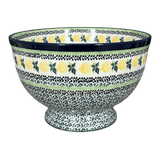 Bowl, Round, Deep, Pedestal, 10" in "Lemons and Leaves" by Ceramika Artystyczna | A215-2749X