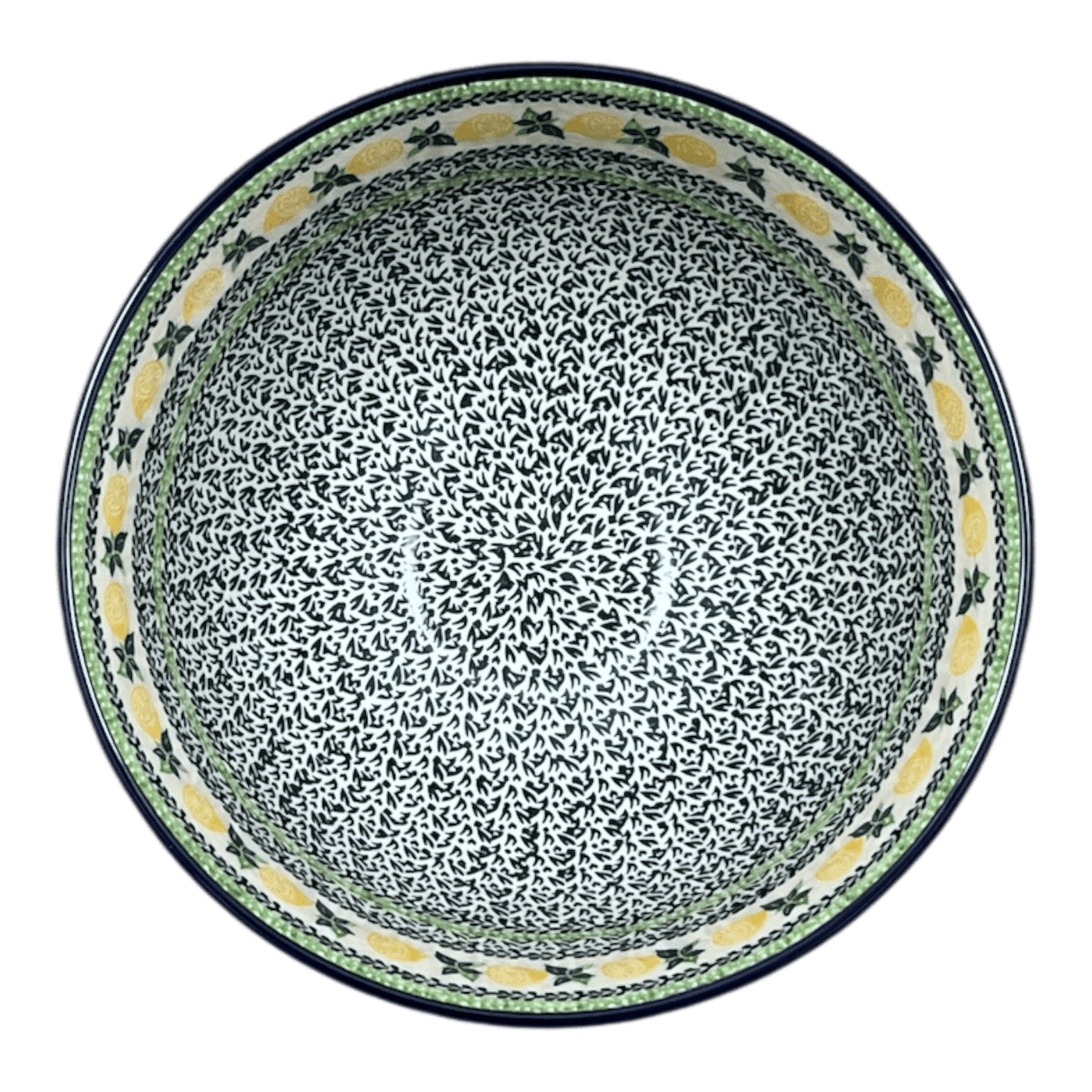 Bowl, Round, Deep, Pedestal, 10" in "Lemons and Leaves" by Ceramika Artystyczna | A215-2749X