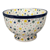 A picture of a Polish Pottery CA Deep 10" Pedestal Bowl (Star Shower) | A215-359X as shown at PolishPotteryOutlet.com/products/deep-10-pedestal-bowl-star-shower-a215-359x
