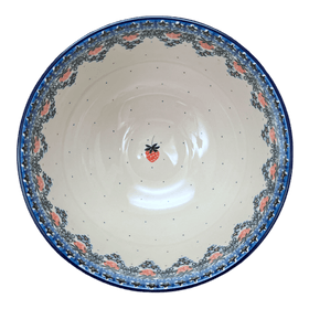 Polish Pottery C.A. Deep 10" Pedestal Bowl (Strawberry Patch) | A215-721X Additional Image at PolishPotteryOutlet.com
