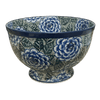 Polish Pottery CA Deep 10" Pedestal Bowl (Blue Dahlia) | A215-U1473 at PolishPotteryOutlet.com