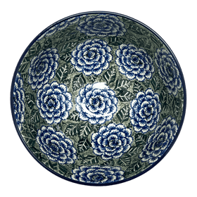Polish Pottery CA Deep 10" Pedestal Bowl (Blue Dahlia) | A215-U1473 Additional Image at PolishPotteryOutlet.com