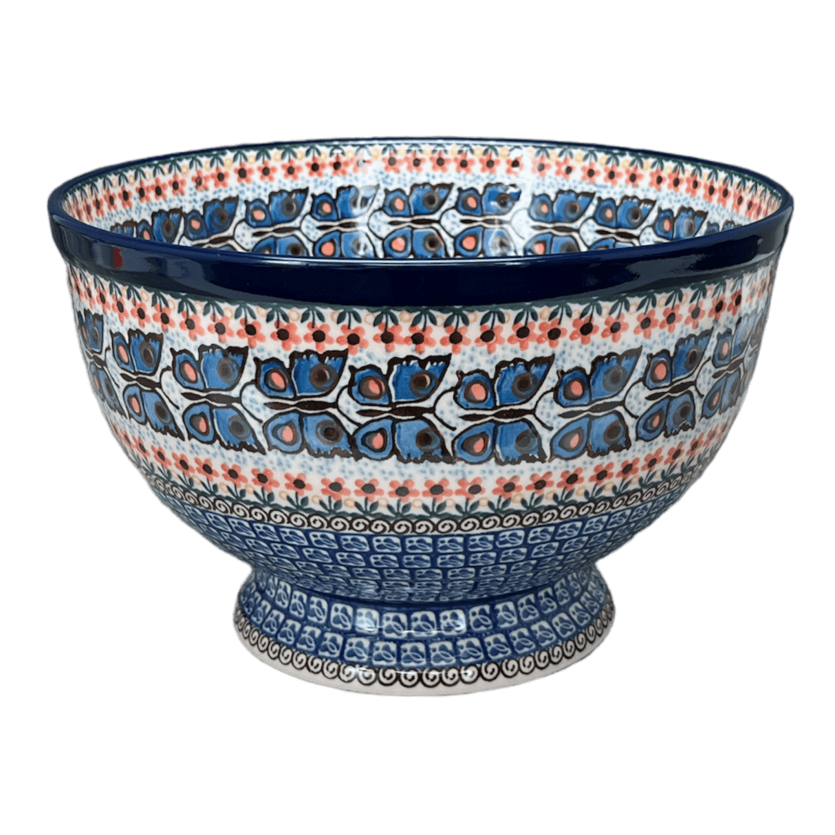 Bowl, Round, Deep, Pedestal, 10" in "Butterfly Parade" by Ceramika Artystyczna | A215-U1493