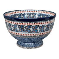 A picture of a Polish Pottery CA Deep 10" Pedestal Bowl (Butterfly Parade) | A215-U1493 as shown at PolishPotteryOutlet.com/products/deep-10-pedestal-bowl-butterfly-parade-a215-u1493
