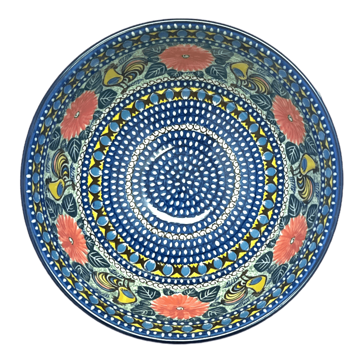 Bowl, Round, Deep, Pedestal, 10" in "Regal Roosters" by Ceramika Artystyczna | A215-U2617