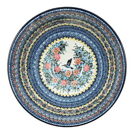 Bowl, Round, Deep, Pedestal, 10" in "Hummingbird Bouquet" by Ceramika Artystyczna | A215-U3357