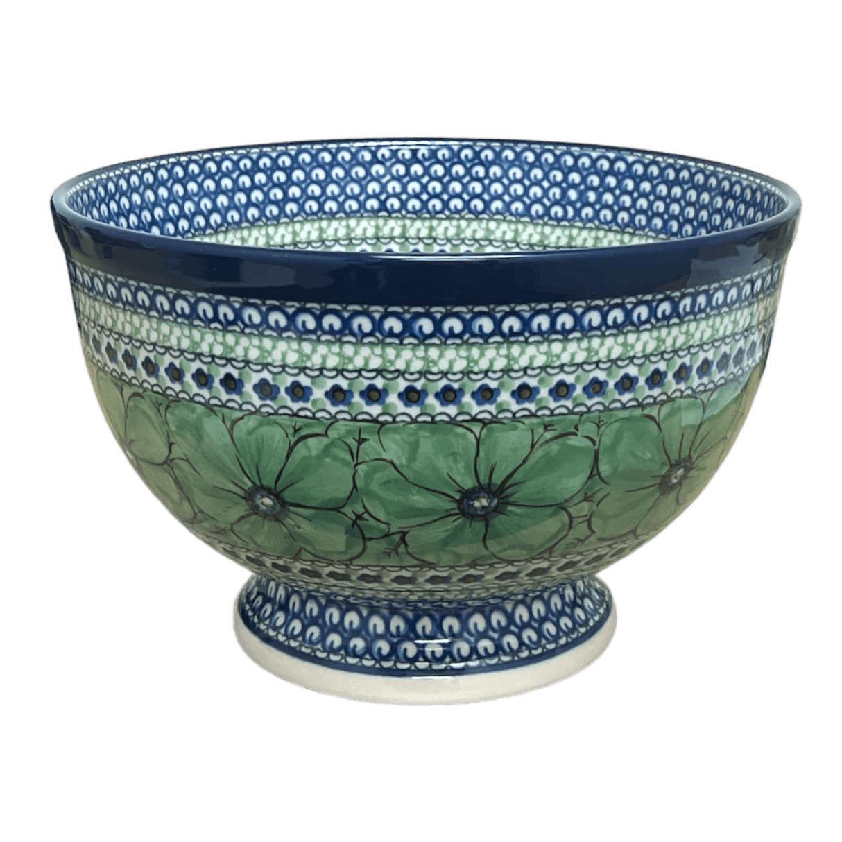 Bowl, Round, Deep, Pedestal, 10" in "Green Goddess" by Ceramika Artystyczna | A215-U408A