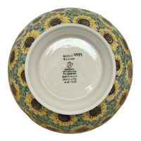 A picture of a Polish Pottery CA Deep 10" Pedestal Bowl (Sunflower Field) | A215-U4737 as shown at PolishPotteryOutlet.com/products/deep-10-pedestal-bowl-sunflower-field-a215-u4737
