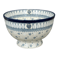 A picture of a Polish Pottery CA Deep 10" Pedestal Bowl (Lone Owl) | A215-U4872 as shown at PolishPotteryOutlet.com/products/c-a-deep-10-pedestal-bowl-lone-owl-a215-u4872