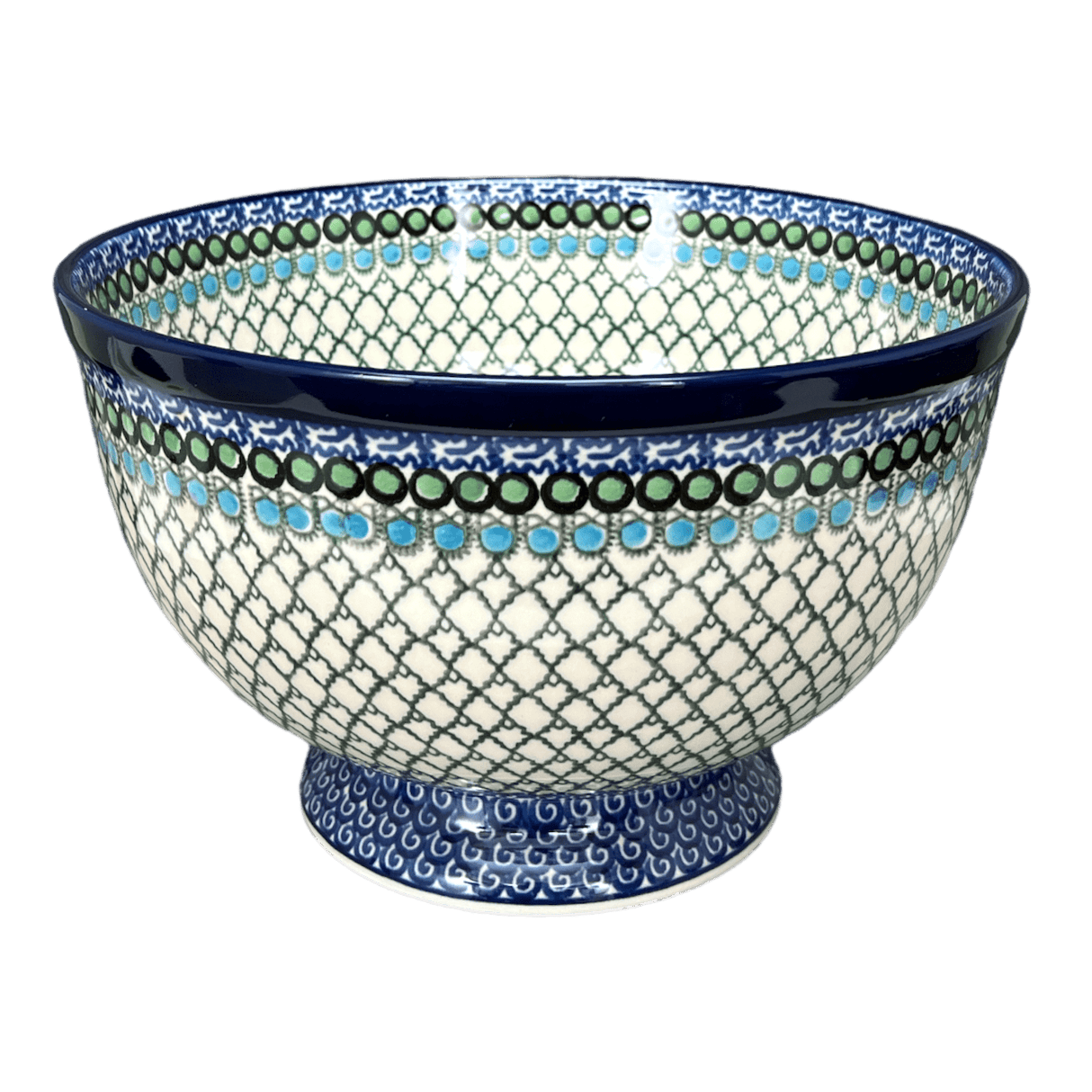 Bowl, Round, Deep, Pedestal, 10" in "Mediterranean Waves" by Ceramika Artystyczna | A215-U72