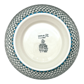 Polish Pottery Bowl, Round, Deep, Pedestal, 10" in "Mediterranean Waves" by Ceramika Artystyczna | A215-U72 Additional Image at PolishPotteryOutlet.com