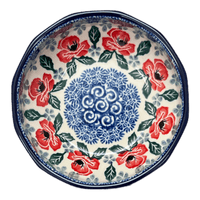 A picture of a Polish Pottery C.A. Multangular Bowl (Rosie's Garden) | A221-1490X as shown at PolishPotteryOutlet.com/products/5-multiangular-bowl-rosies-garden-a221-1490x