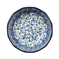 A picture of a Polish Pottery CA Multangular Bowl (Blue Vines) | A221-1824X as shown at PolishPotteryOutlet.com/products/5-multiangular-bowl-blue-vines-a221-1824x