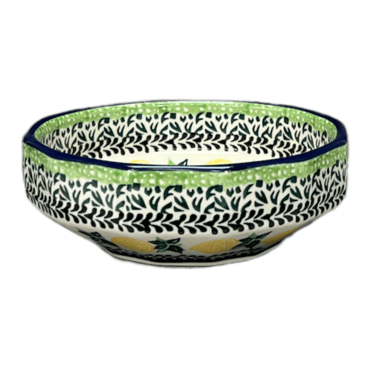 Bowl, Multiangular, 5" in "Lemons and Leaves" by Ceramika Artystyczna | A221-2749X