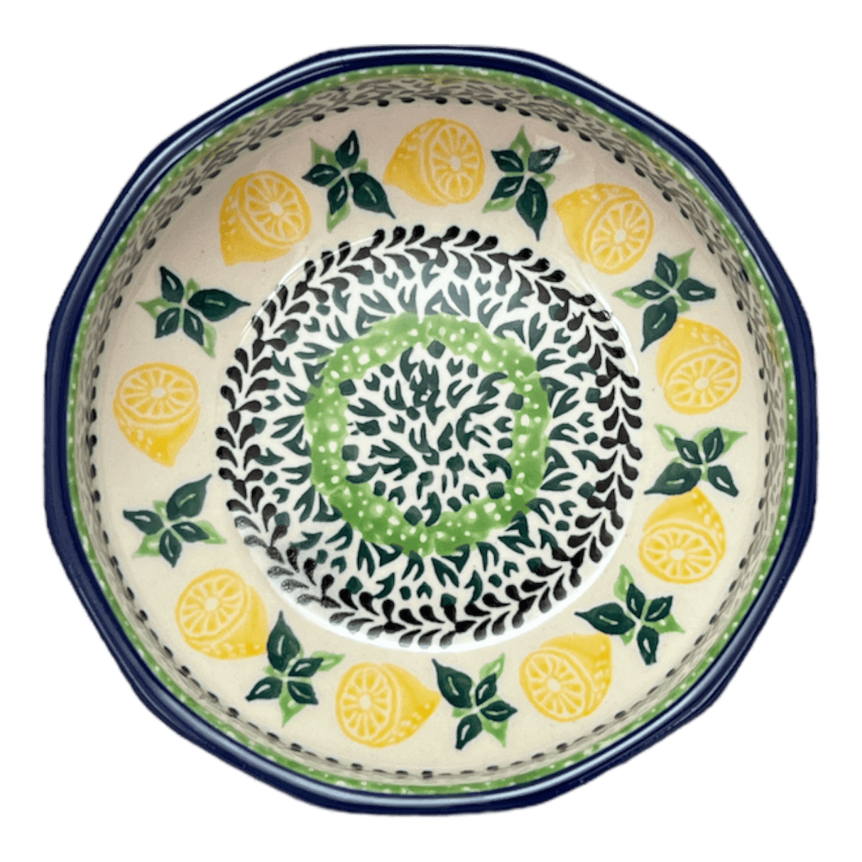 Bowl, Multiangular, 5" in "Lemons and Leaves" by Ceramika Artystyczna | A221-2749X