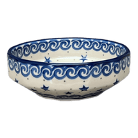 A picture of a Polish Pottery CA Multangular Bowl (Starry Sea) | A221-454C as shown at PolishPotteryOutlet.com/products/5-multiangular-bowl-starry-sea-a221-454c