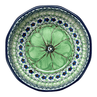 A picture of a Polish Pottery CA Multangular Bowl (Green Goddess) | A221-U408A as shown at PolishPotteryOutlet.com/products/5-multiangular-bowl-green-goddess-a221-u408a