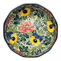 A picture of a Polish Pottery CA Multangular Bowl (Tropical Love) | A221-U4705 as shown at PolishPotteryOutlet.com/products/5-multiangular-bowl-tropical-love-a221-u4705