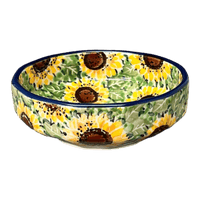 A picture of a Polish Pottery C.A. Multangular Bowl (Sunflower Fields) | A221-U4737 as shown at PolishPotteryOutlet.com/products/5-multiangular-bowl-sunflower-fields-a221-u4737