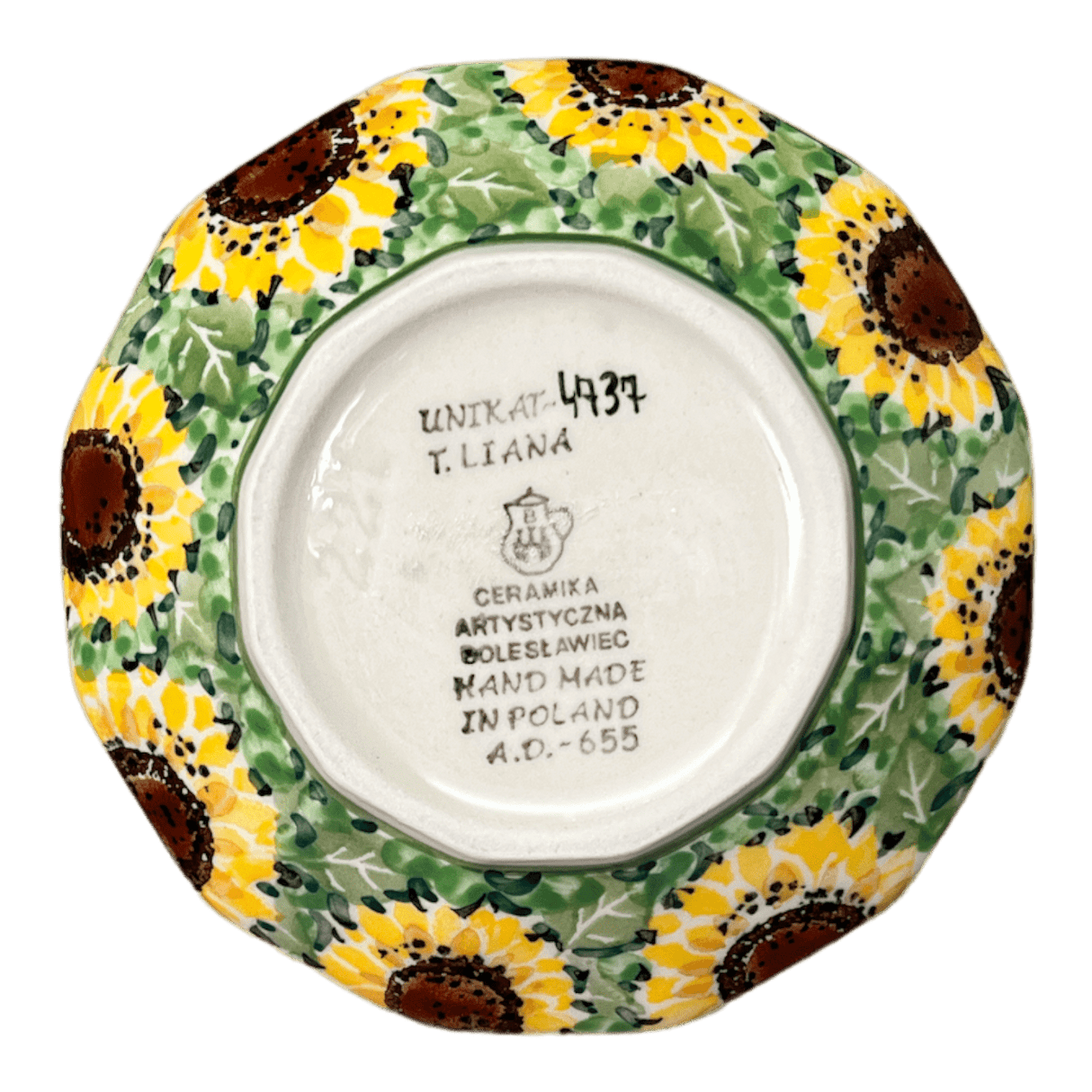 Bowl, Multiangular, 5" in "Sunflower Field" by Ceramika Artystyczna | A221-U4737