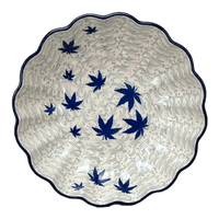 A picture of a Polish Pottery CA 7.5" Blossom Bowl (Blue Sweetgum) | A249-2545X as shown at PolishPotteryOutlet.com/products/7-5-blossom-bowl-blue-sweetgum-a249-2545x