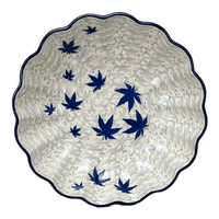 A picture of a Polish Pottery Bowl, Round, Blossom, 7.5" in "Blue Sweetgum" by Ceramika Artystyczna | A249-2545X as shown at PolishPotteryOutlet.com/products/7-5-blossom-bowl-blue-sweetgum-a249-2545x