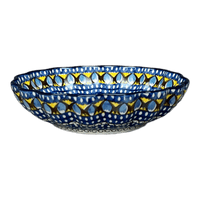 A picture of a Polish Pottery CA 7.5" Blossom Bowl (Regal Roosters) | A249-U2617 as shown at PolishPotteryOutlet.com/products/7-5-blossom-bowl-regal-roosters-a249-u2617