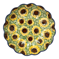 A picture of a Polish Pottery CA 7.5" Blossom Bowl (Sunflower Fields) | A249-U4737 as shown at PolishPotteryOutlet.com/products/7-5-blossom-bowl-sunflower-fields-a249-u4737