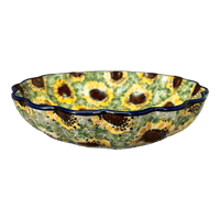 A picture of a Polish Pottery CA 7.5" Blossom Bowl (Sunflower Fields) | A249-U4737 as shown at PolishPotteryOutlet.com/products/7-5-blossom-bowl-sunflower-fields-a249-u4737