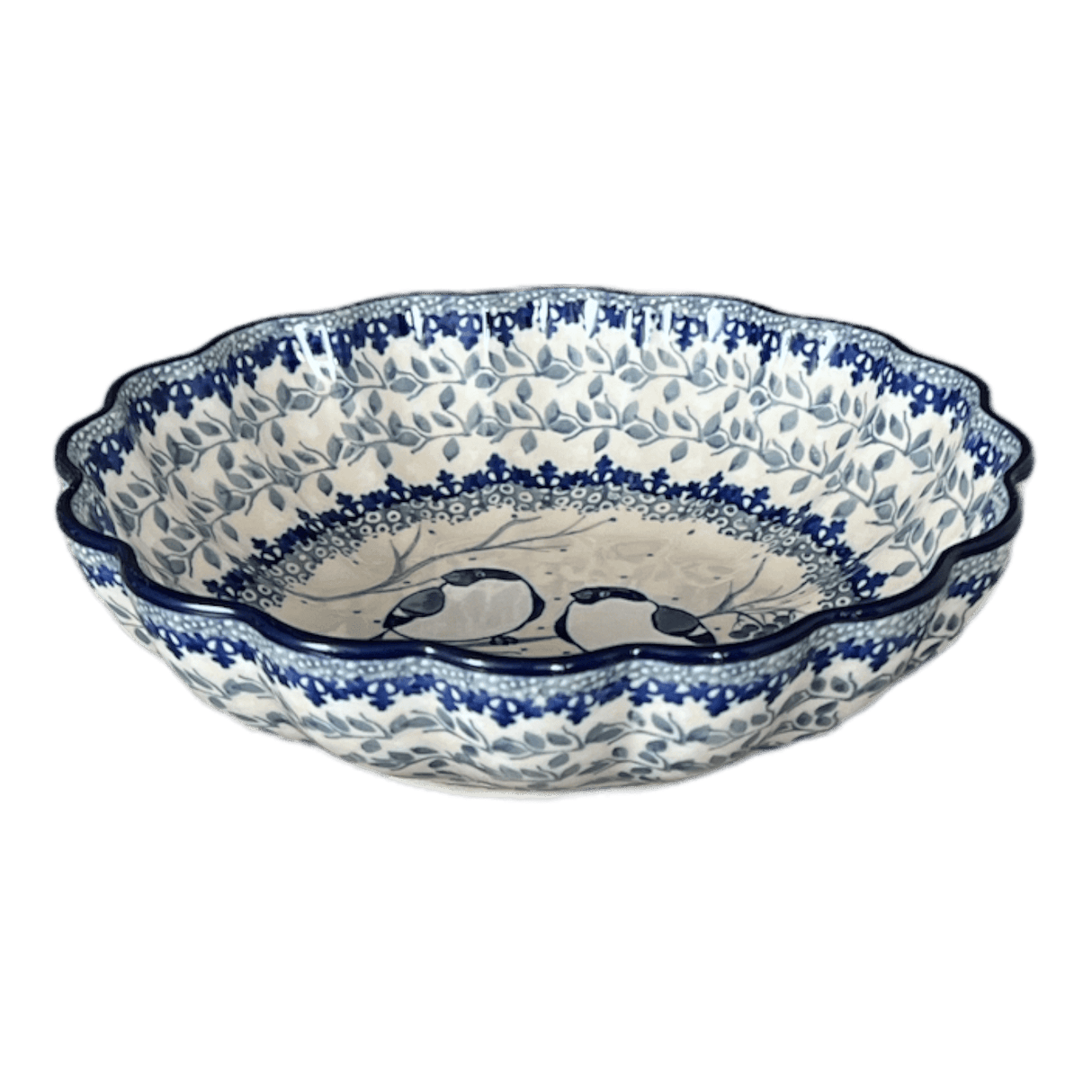 Bowl, Round, Blossom, 7.5" in "Bullfinch on Blue" by Ceramika Artystyczna | A249-U4830